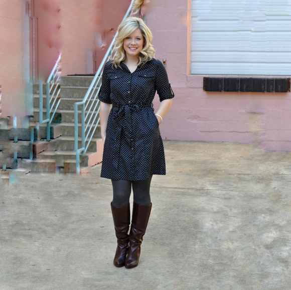 💓SOLD💓 MERONA Polka Dot Shirt Dress Shirtdress - Picture 3 of 13